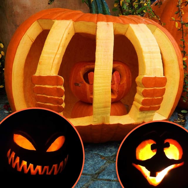 Thumbnail 2 de com-four® Ensemble de sculpture de citrouilles 6 pièces