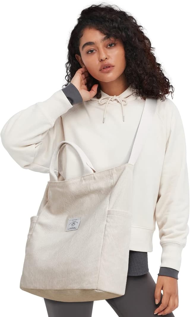 Detalle 2 de KALIDI Corduroy hobo bag tote 38x30.5x14.5cm