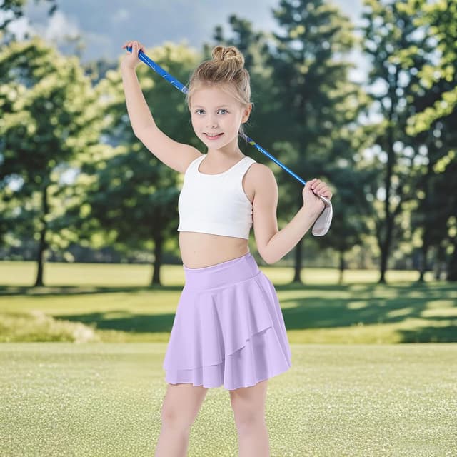 Detalle de Bezioner girls pleated tennis skirt skorts with high waist and built-in shorts