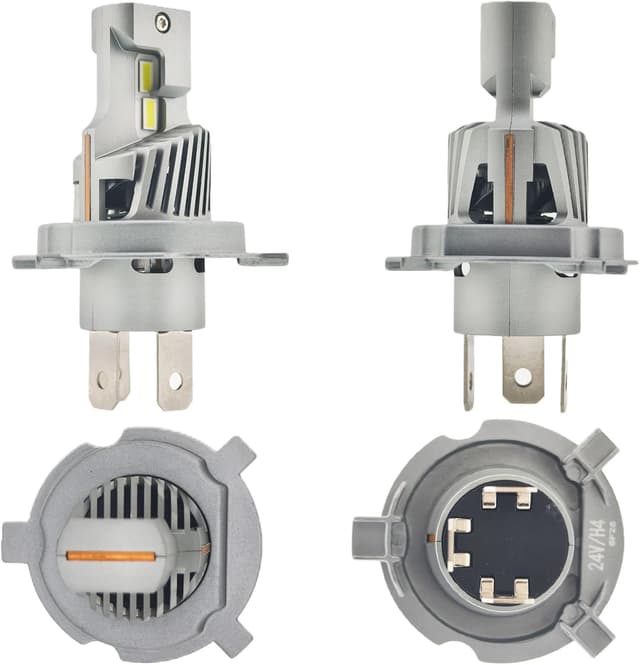 Detalle 2 de SageSunny Exclusive H4 (P43T) LED 24V truck headlight bulbs – 70W, 14000lm, 6500K pure white, set of 2