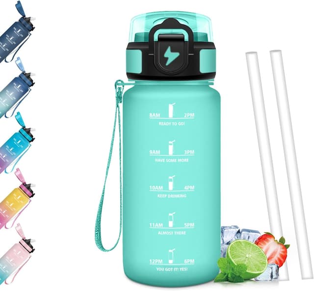 Detalle de Mulbijeo Borraccia 500 ml con cannuccia, senza BPA, a prova di perdita e apertura one-touch