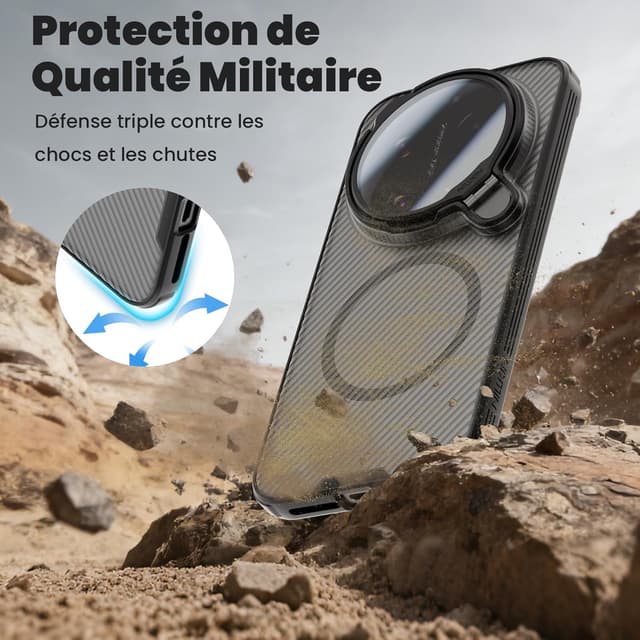 Thumbnail 6 de Nillkin Magnétique Coque pour Xiaomi 17 Ultra avec protection photo et support compatible MagSafe (noir transparent)