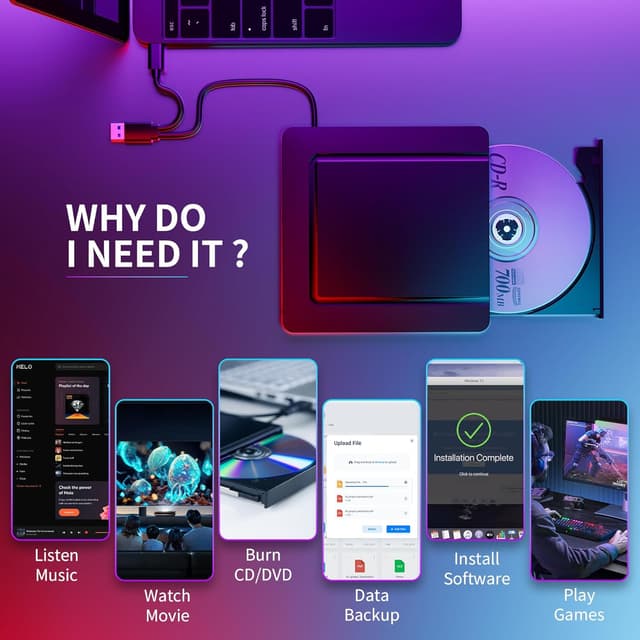 Thumbnail 6 de BHHB External CD/DVD-Laufwerk USB 3.0