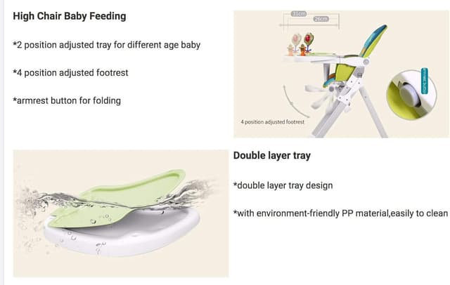 Detalle 2 de Star Ibaby Pretty : chaise haute bébé pliable avec double plateau et jouets