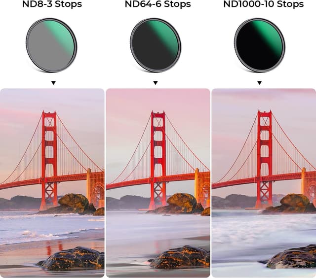 Detalle de K&F CONCEPT Nano-D 3Pack filtri ND8+ND64+ND1000 52mm: kit ND fisso per paesaggi e lunghe esposizioni