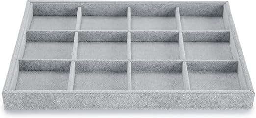 Imagen de Papten Bandeja Apilable de Terciopelo para Joyas 💍 (Gris) en OfertitasTOP