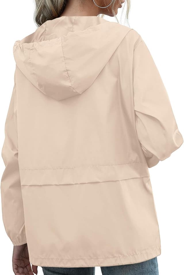 Detalle de PESION Women’s Waterproof Raincoat Lightweight Hooded Rain Jacket with Pockets