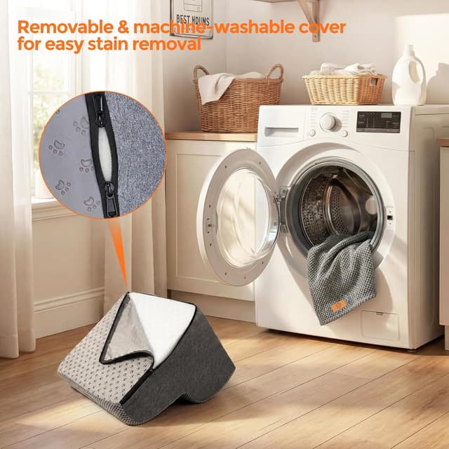 Detalle de Masthome 2-Step Dog Steps for Sofa (40 x 30 x 40cm) with Removable Washable Cover, High-Density Foam, Grey