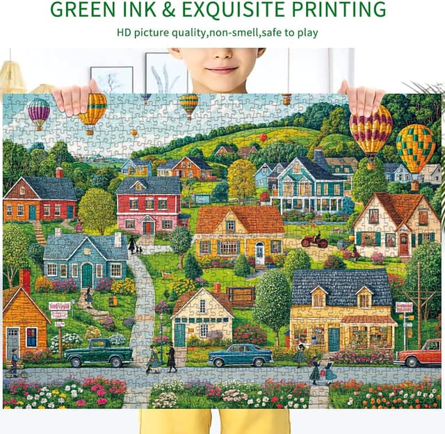 Detalle de Puzzle mit 1000 Teilen „Glückliche Stadt“ – Erwachsenen-Puzzle für Familie und entspannte Rätselabende