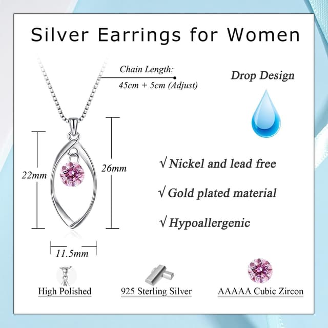 Detalle 2 de Zolkamery Schmuckset aus 925 Sterlingsilber für Damen: Twist Halskette & Ohrringe mit Zirkonia