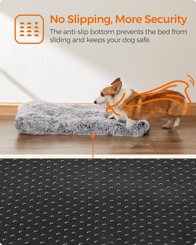 Detalle de Feandrea cuccia per cani PGW202G01, tappetino imbottito in soffice peluche grigio ombré 95 x 60 cm