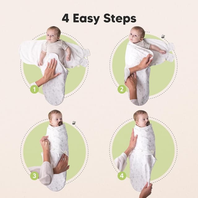 Detalle de KeaBabies Soothe Zippy Baby Swaddle Sleep Sacks (Aspire) — 3-Pack Newborn 0–3 Months with Zipper