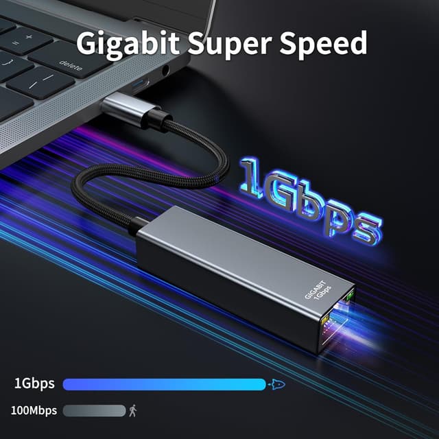 Detalle 2 de USB C Ethernet Adapter Thunderbolt RJ45 1 Gbit