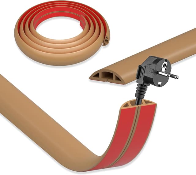 Detalle de DIKARIYA Kabelkanal Braun selbstklebend (3 cm x 3 m) – flexible Boden-Kabelbrücke für Outdoor, Haus & Büro