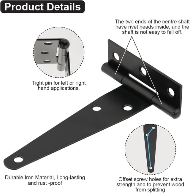 Detalle de HOTUT Cerniere a T per cancello 100 mm, set 6 pezzi