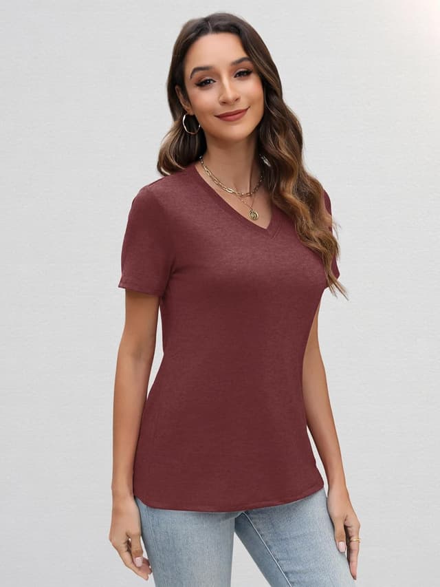 Detalle 1 de YGOODM Damen T-Shirt 3er Pack V-Ausschnitt