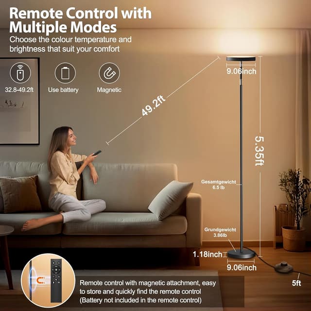 Detalle de LED floor lamp 163cm, dimmable