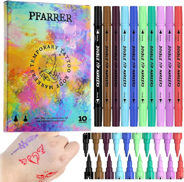 Imagen de PFARRER Temporäre Tattoo Marker 10 Farben en OfertitasTOP