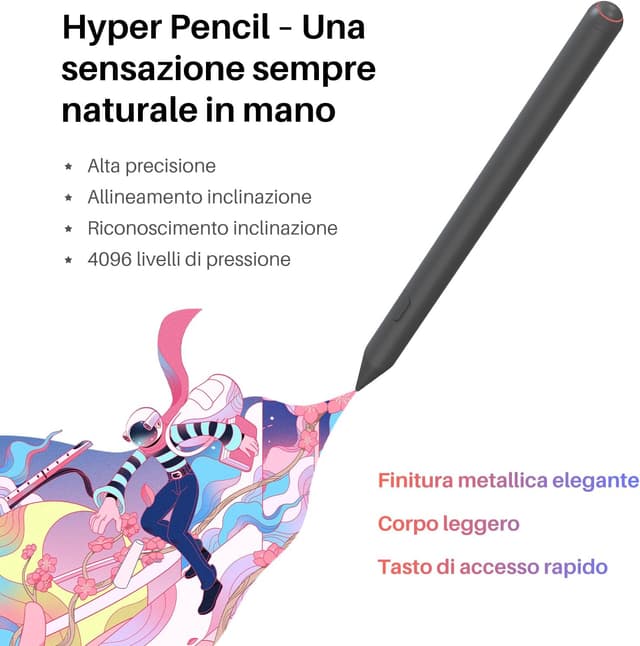 Detalle de HUION Kamvas Slate 13 (12,7”): tavoletta grafica con schermo autonoma Android 14, 2K QHD, H-Pencil