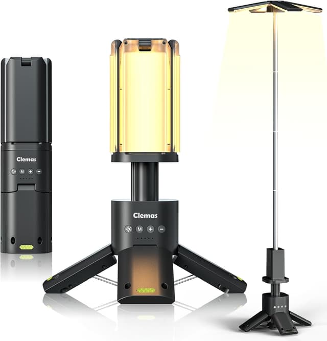 Detalle de Clemas Telescopic Camping Lights Rechargeable 14,000 mAh – Magnetic, Dimmable LED Lanterns (6000LM, IPX5)