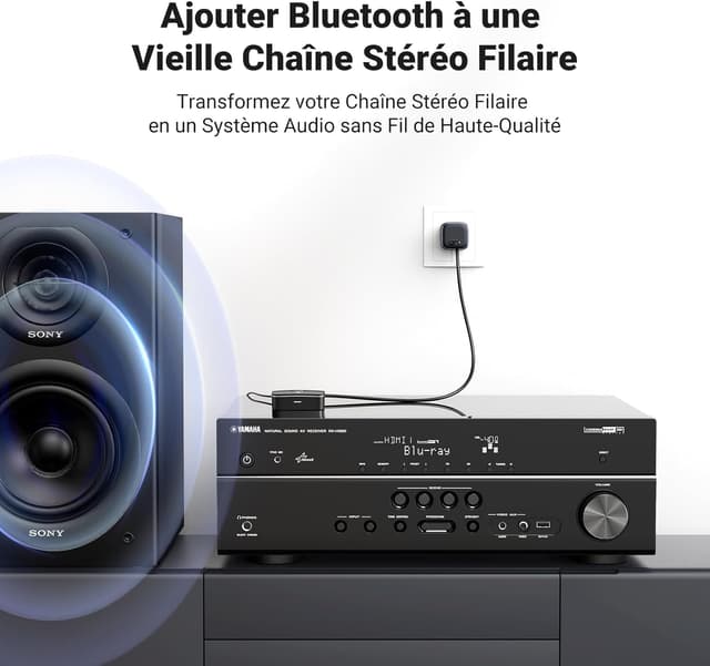 Detalle 2 de UGREEN Récepteur Bluetooth 5.1 aptX HD (aptX / AAC / SBC) avec double connexion 2RCA et 3,5 mm