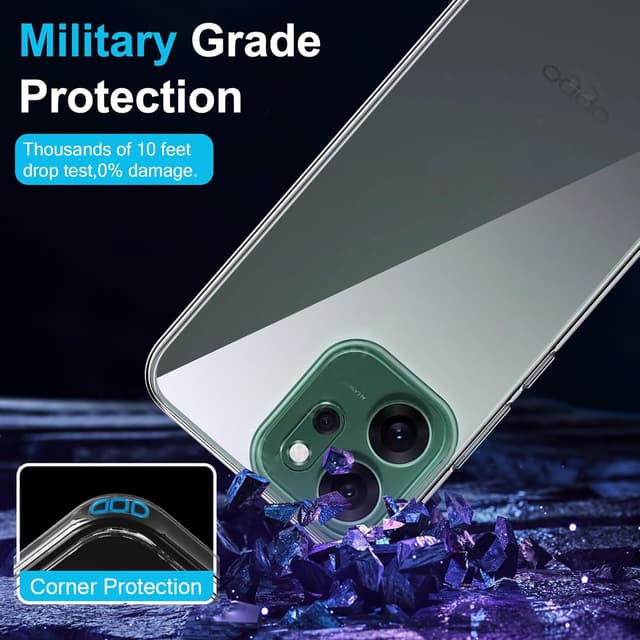 Detalle de FDHYFGDY Hülle für OPPO Reno 14F/14 F (4G/5G) inkl. Schutzfolie – transparente TPU/Soft-Silikon Handyhülle