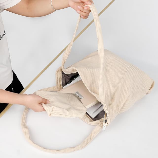 Detalle 2 de homchen Corduroy Tote Bag waterproof large capacity