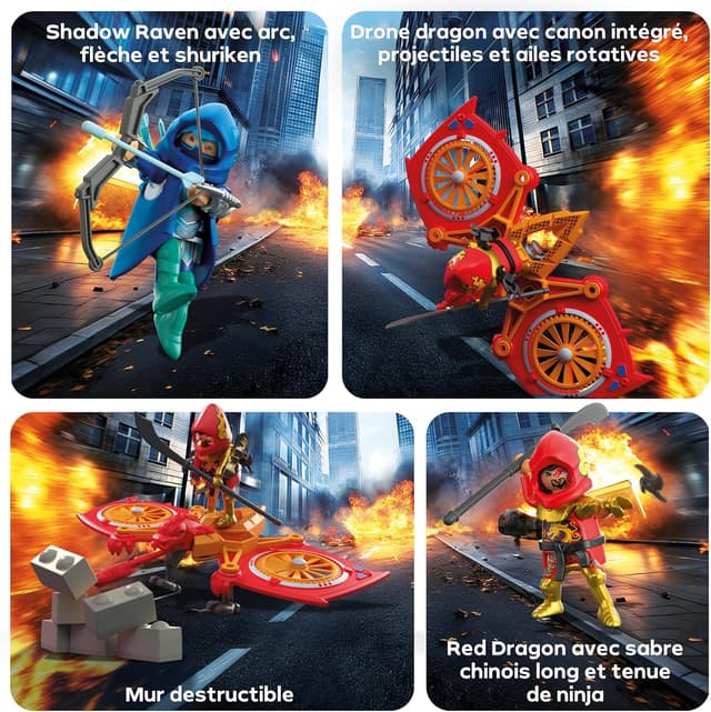 Detalle 2 de Playmobil Heroes 71833 – Drone des héros contre le méchant Ninja