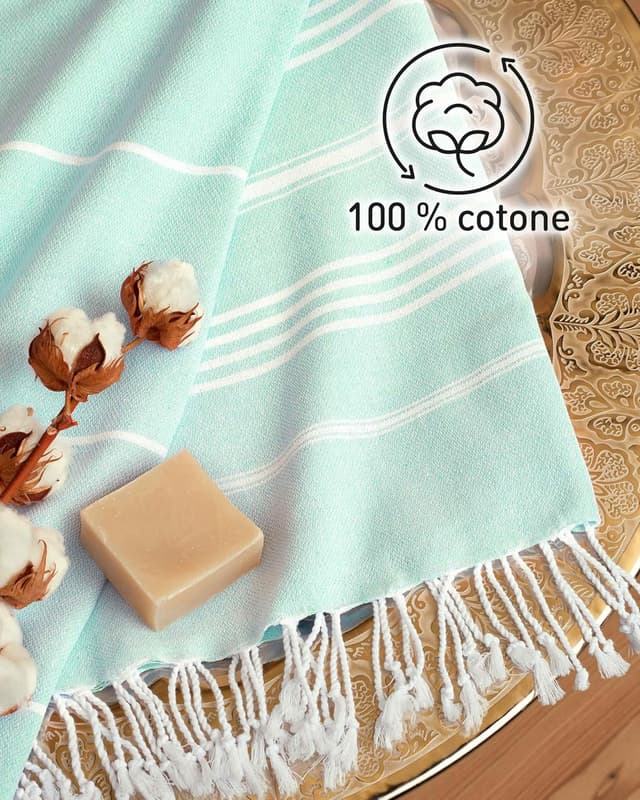 Detalle de Fit-Flip Telo hammam Aqua in cotone 100% XXL 100x200 cm – asciugatura rapida e antisabbia