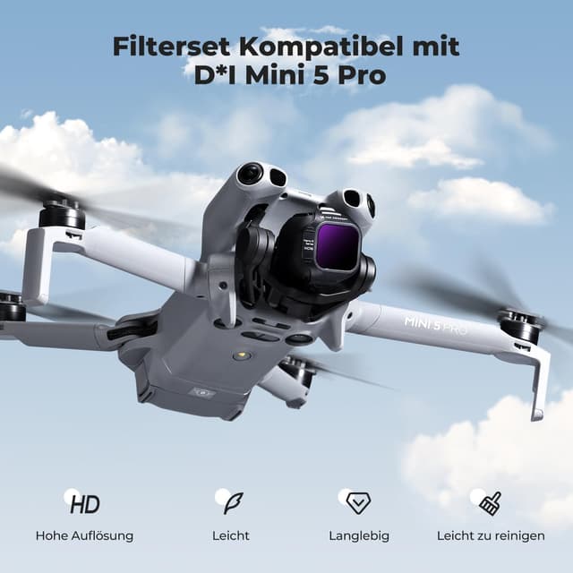 Detalle de K&F CONCEPT Mini 5 Pro ND-Filterset (CPL + ND8 bis ND128) für die DJI Mini 5 Pro – 6er-Pack
