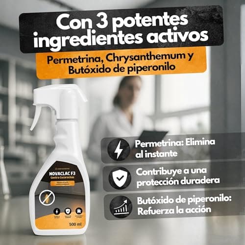 Detalle de Panteer NOVACLAC F3 Mata Hormigas en spray (500 ml) – insecticida profesional PT18 para interior y exterior
