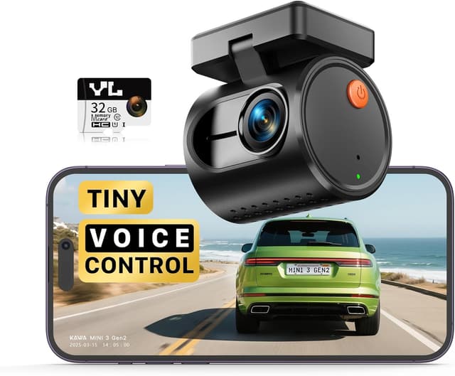 Detalle de KAWA 2K Tiny Dash Cam 1296P with 32GB card