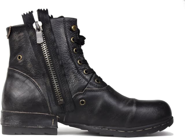 Detalle 2 de OSSTONE Retro Schwarz Herren Leder-Chukka & Worker Boots OS-5008-8-N mit Gummisohle