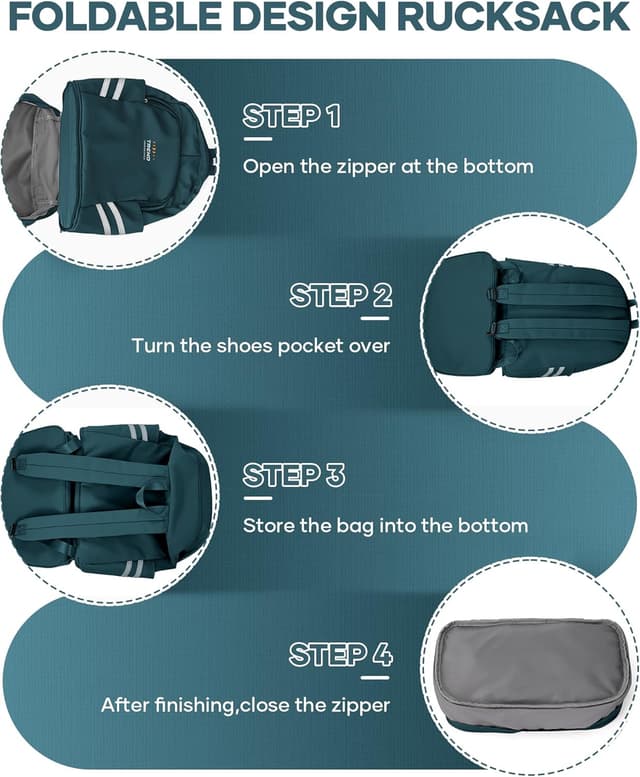 Detalle de SZLX Sportrucksack für Frauen mit Schuhfach und Nassetasche – faltbarer Reise- und Laptop-Rucksack