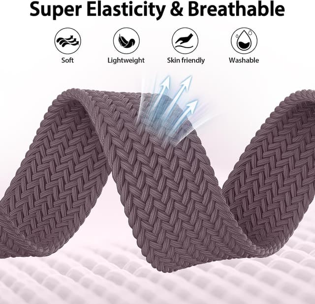 Detalle 2 de Higgs braided magnetic strap for Fitbit Versa 4 / Versa 3 / Sense 2 / Sense (nylon elastic replacement band)