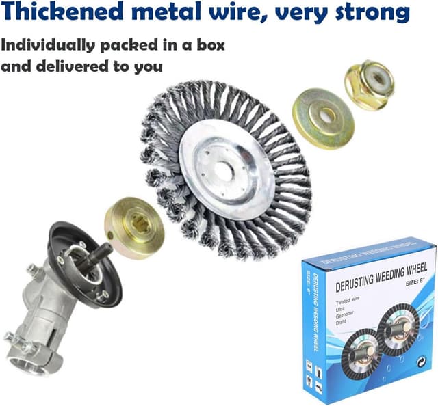 Detalle de Kimuwote Brosse de désherbage professionnelle pour débroussailleuse, alésage 200 x 25,4 mm, acier