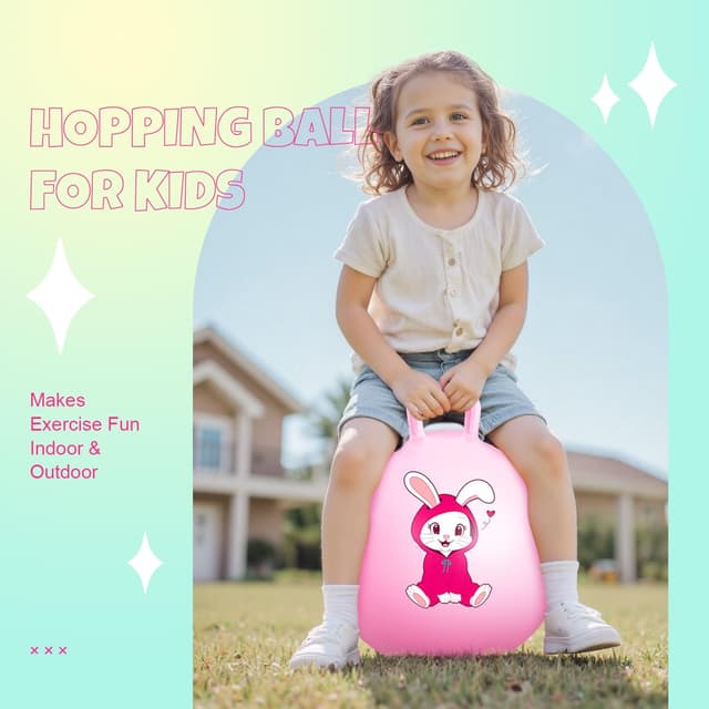 Detalle de U&C Planet 18 Inch Space Hopper Jumping Ball with Handle (with Pump) for Kids 3–8