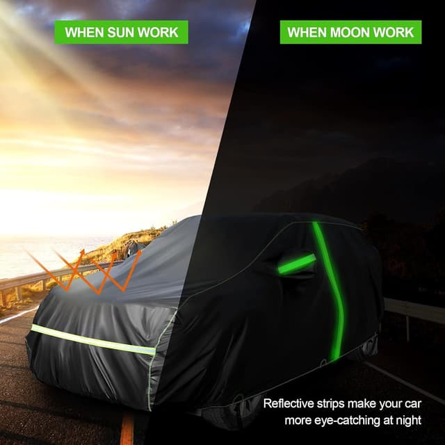 Detalle 2 de NEVERLAND Autoabdeckung SUV Vollgarage M (455 x 185 x 170 cm) – wasserdichte PEVA-Pkw-Abdeckplane mit Reißverschluss