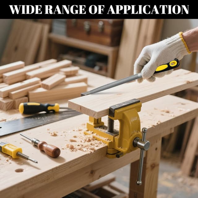 Detalle 2 de TAIANJI metal file set (3 pcs, 8 inch) in carbon steel – flat, half-round and round