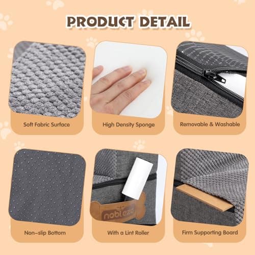 Detalle de Nobleza escalera para perros y rampa con 3 escalones y rodillo quitapelusas (para cama y sofá)