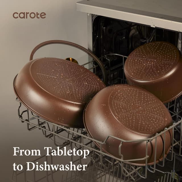 Thumbnail 6 de CAROTE 21-Piece Pots and Pans Set with Detachable Handle (Nonstick, Oven Safe) — Brown