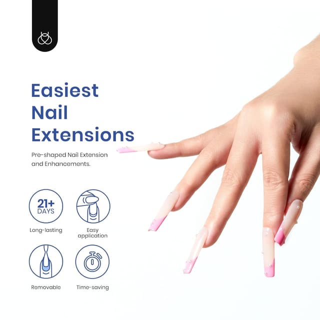Detalle de Beetles Gel Nail Kit Easy Extension Set (240 PCS) with UV LED Lamp and 5-in-1 Nail Glue Gel for DIY Extensions