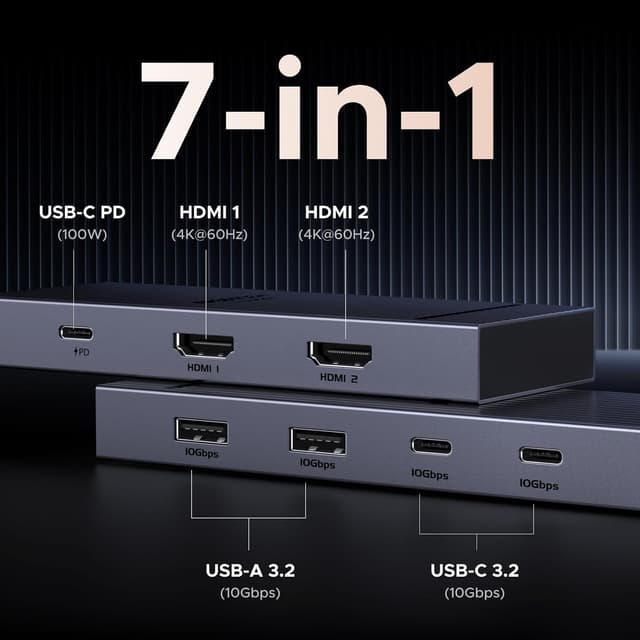 Detalle 2 de UGREEN Revodok Pro 7‑in‑1 USB C Hub 100W Docking Station
