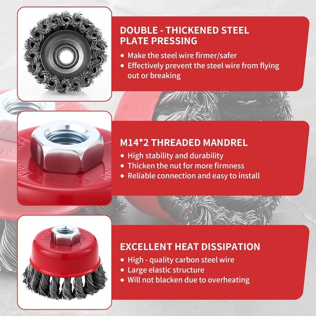 Thumbnail 3 de Kit 8 cepillos de alambre M14 para amoladora 8 piezas