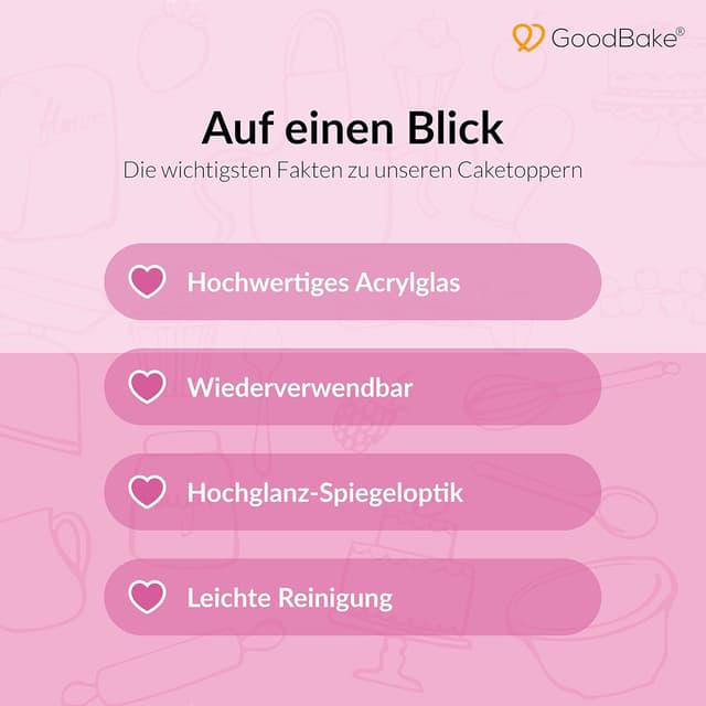 Thumbnail 4 de GoodBake Cake Topper „Herz/Heart“ in Silber – Torten-Deko für Geburtstag, Hochzeit und Valentinstag