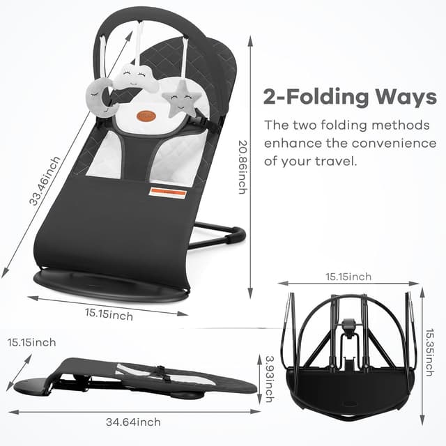 Thumbnail 2 de HKAI Baby Bouncer Portable Seat 0-18 Months