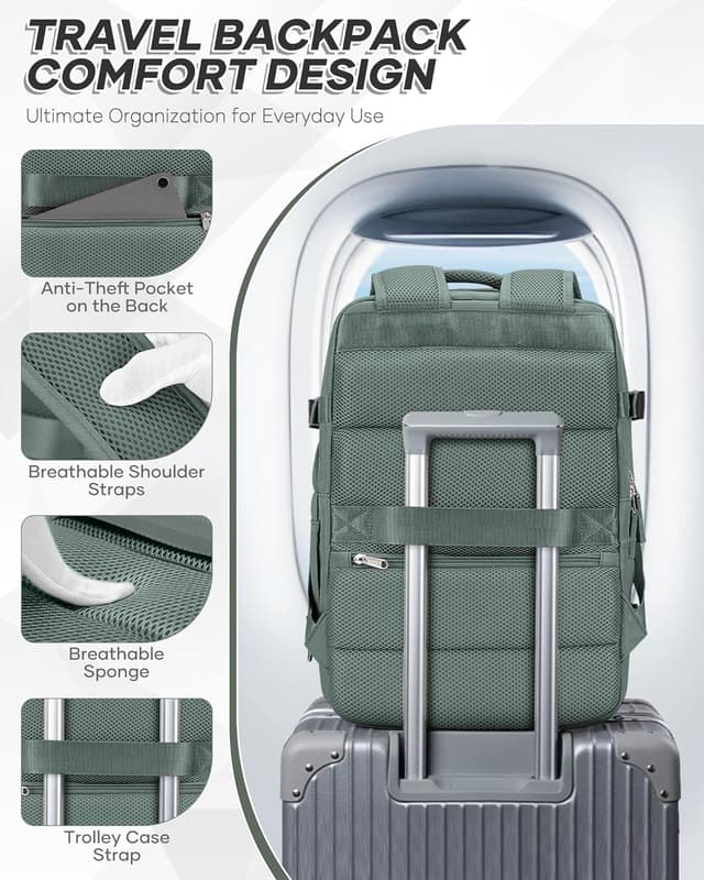 Detalle de BJLFS Zaino da viaggio Ryanair 40x30x20 (sottovuoto con pompa) con scomparto laptop e tasca umido-asciutto