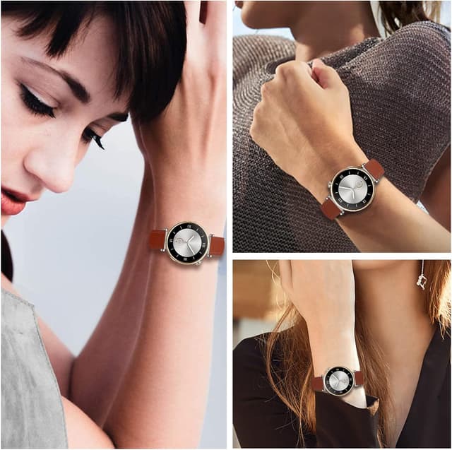 Detalle de Bracelet en cuir 18 mm pour Huawei Watch GT6/GT5/GT4 41 mm (cousu, à ressort) – remplacement rapide