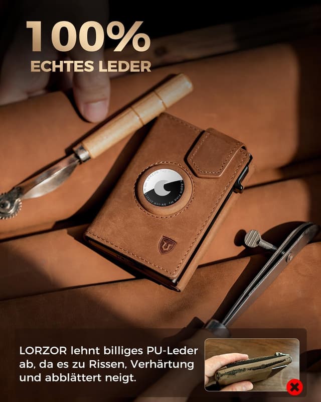 Detalle 1 de LORZOR AirTag Wallet mit RFID Schutz