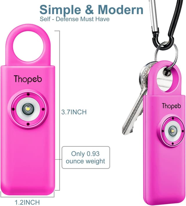 Detalle de Thopeb Personal Alarm Schlüsselanhänger für Frauen (Rose Red) – Extra laute Sirene & Stroboskoplicht